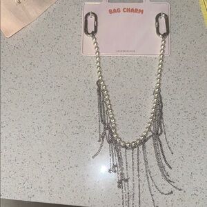 Anthropologie Elegant Silver and Pearl Bag Charm